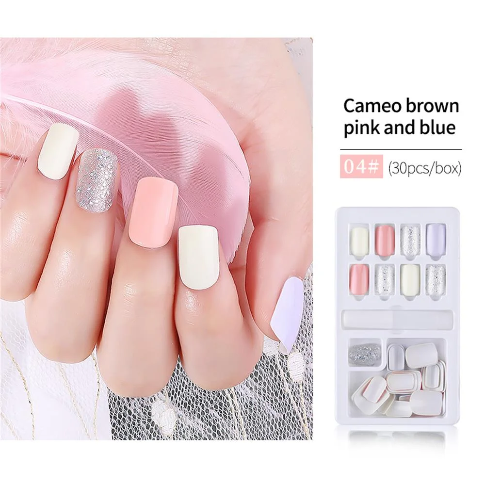 30/24PCS Ballerina Press on Fake Nails With Glue Reusable Acrylic Fake Nails French Full Cover False Nail DIY Nails Art Tips Set-Nail Inspo