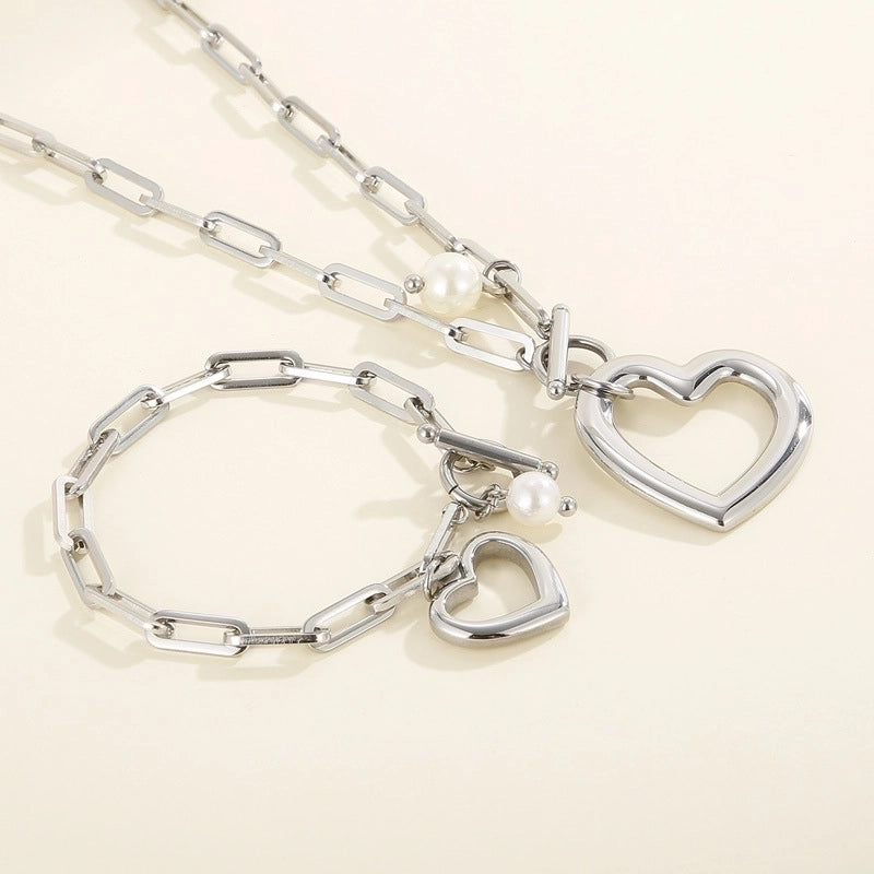 Titanium Steel 18K Gold Plated Fashion Heart