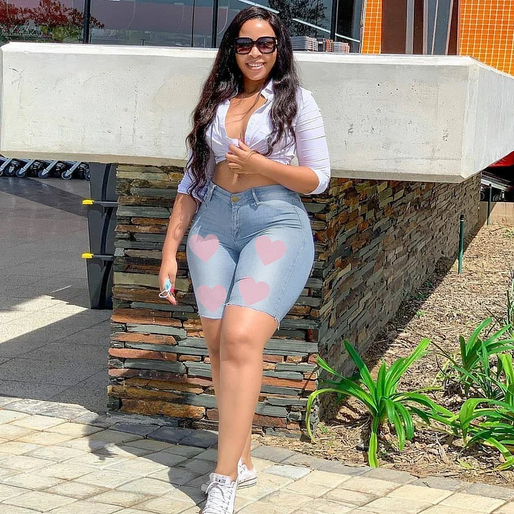 Women Plus Size Jeans High Waist Slim Denim Straight-Leg Pants