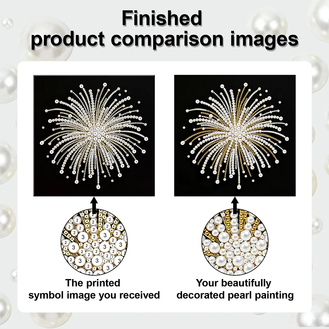 Fireworks DIY Pearl Diamond Art Kit for Adults Home Decor 25x25cm With Frame