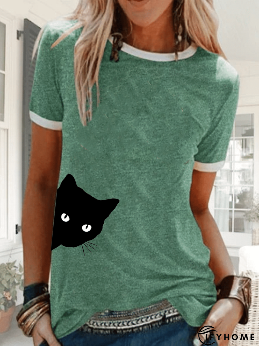 Printed Cotton Casual T-Shirt Top | IFYHOME