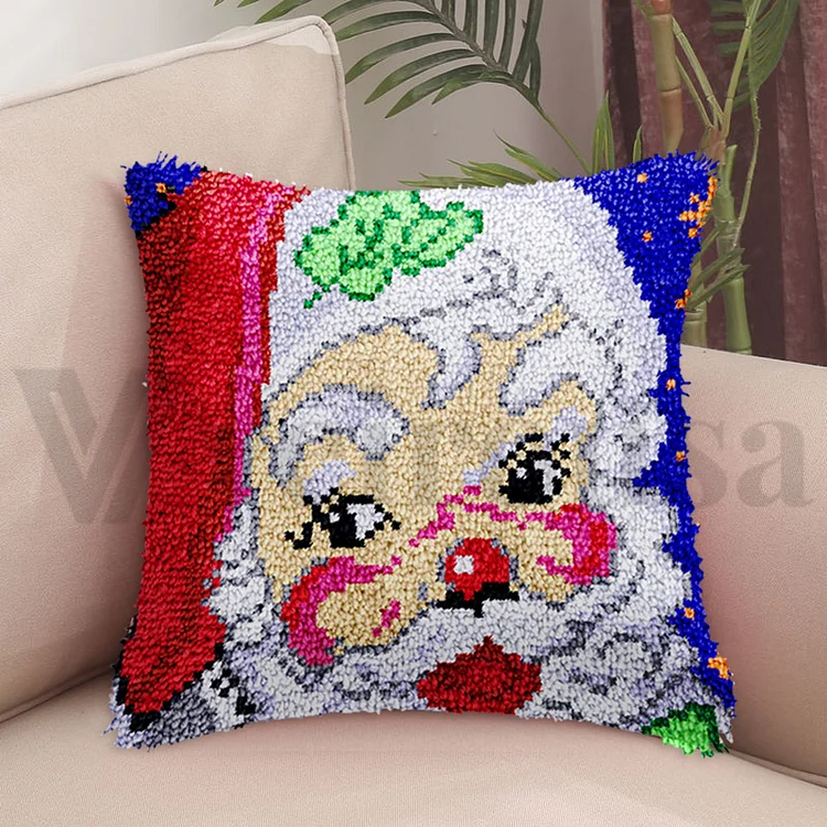 Christmas | Mischievous Santa Claus Pillowcase Latch Hook Kits for Beginners Ventyled