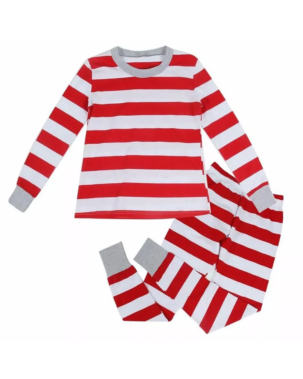 Red White plaid print Christmas family pajamas