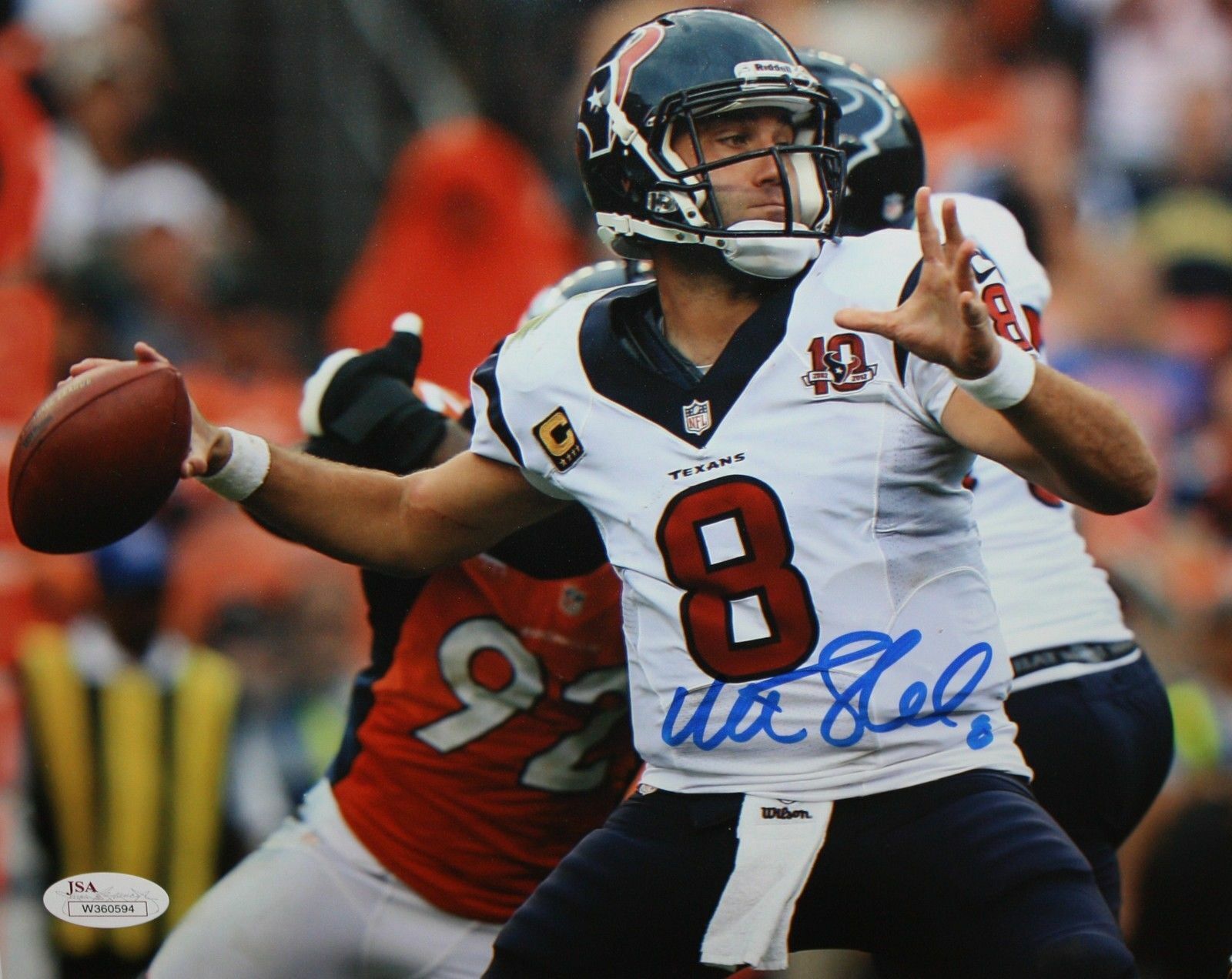 Matt Schaub Autographed 8x10 Horizontal Passing Photo Poster painting- JSA W Authenticated