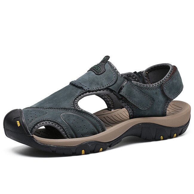 MIXIDELAI New Summer Men's Shoes Outdoor Casual Shoes Sandals Genuine Leather Non-slip Sneakers Men Beach Sandals Big Size 38-46