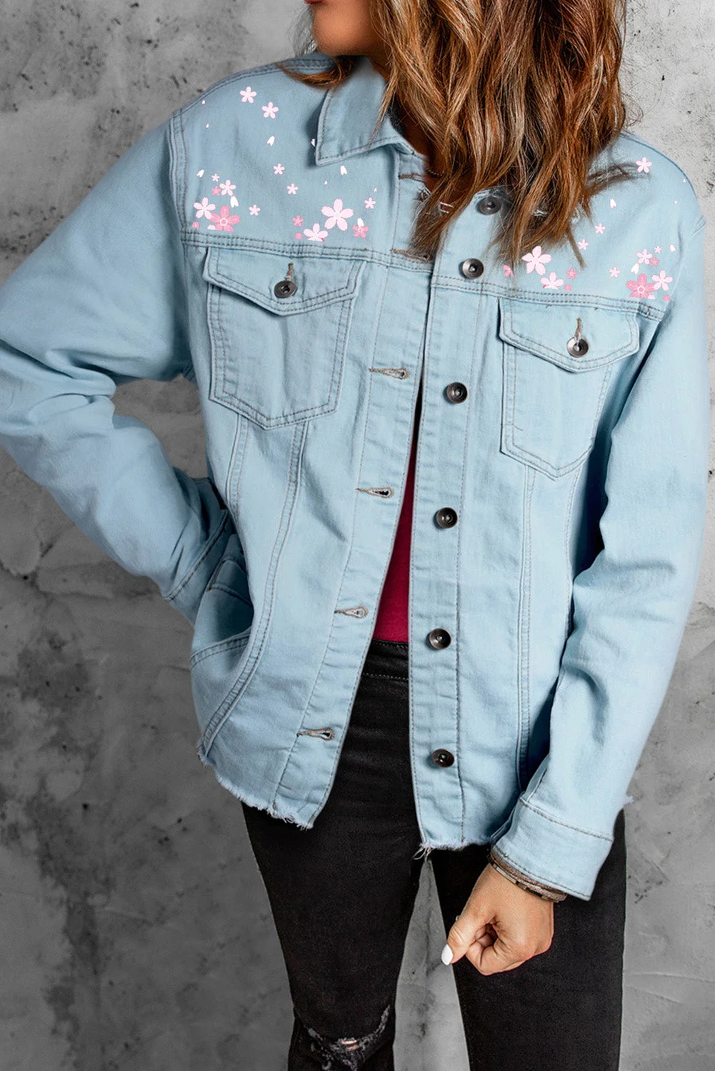 Cherry Blossom Denim Coat