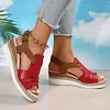 Gioiacombo&trade; Sandali con zeppa con fibbia stile romano da donna