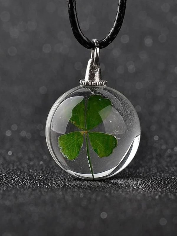 Four Leaf Clover&Timeless Flower&Dandelion Handmade Necklace