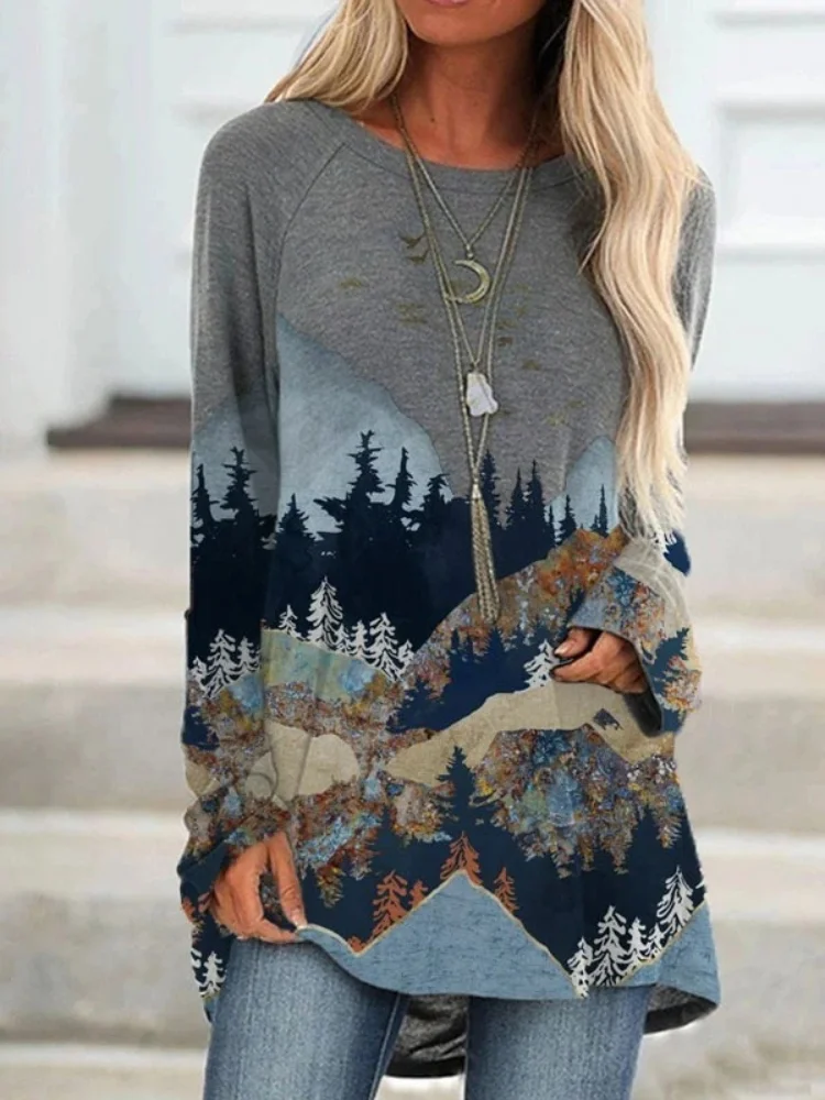 Mountains Lanscape A Line T Shirt