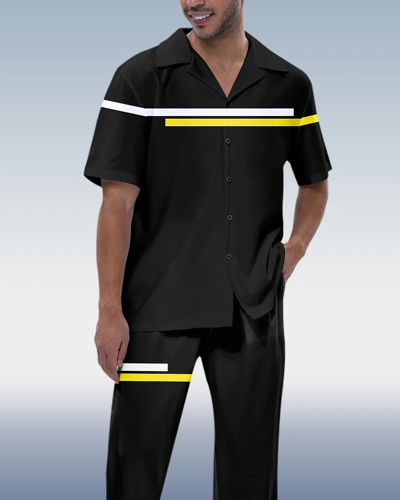 Suitmens Men's Black Line Short Sleeve Trekking Suit