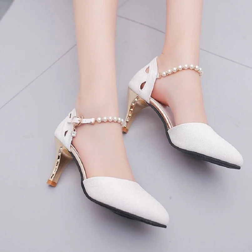 Comemore 2022 Women Comfortable Stilettos 6cm Scarpins Pumps Lady Middle Heel White Wedding Bridal High Heels Pink Mules Shoes