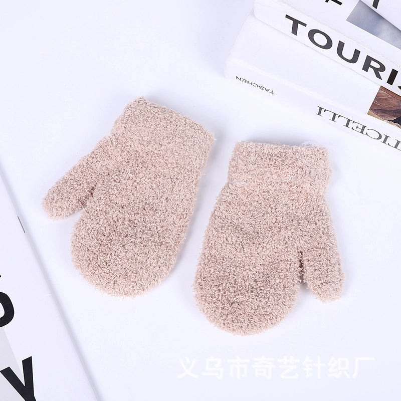 Children’s Gloves Warm Coral Fleece Cold Bag Gloves Men’s And Women’s Gloves Multi-color Optional