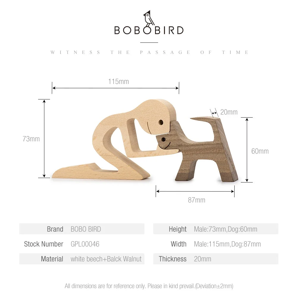 Puppy Family Wood Dog Carving Ornaments Decoration Home Decor Figurine Desktop Table Ornament Sculptures For Dog Pet Lover Gifts