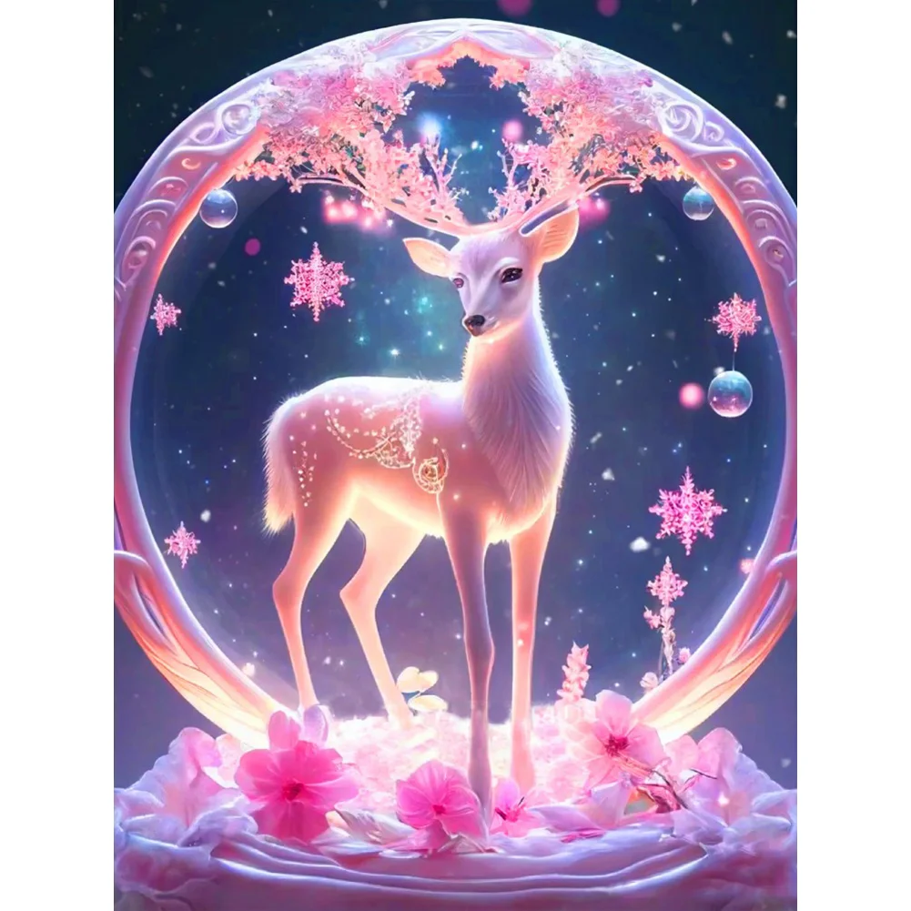 5D Flower Deer Diamond Painting Kits Animal and Plant Diamond Painting DIY  Full Round Diamond Crystal Art Kits for Adults and Kids, for Home Decor 
