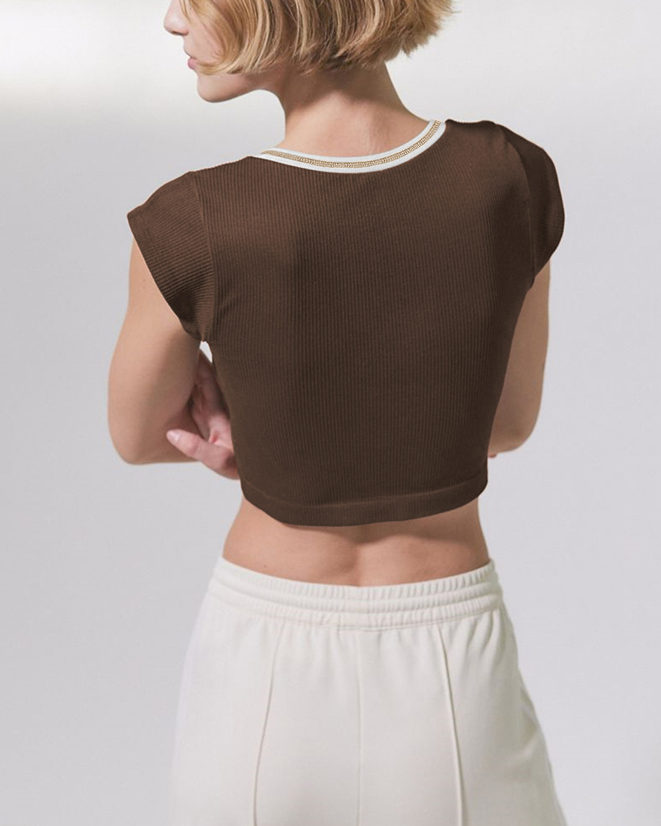 Girl Summer Slim Ultra Short Sexy Babes Top Knitted Thread Spring Autumn Bottom T-Shirt