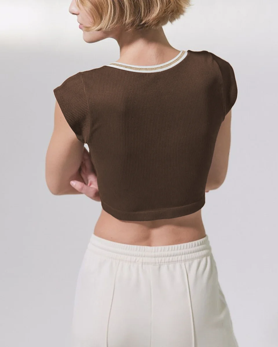 Girl Summer Slim Ultra Short Sexy Babes Top Knitted Thread Spring Autumn Bottom T-Shirt