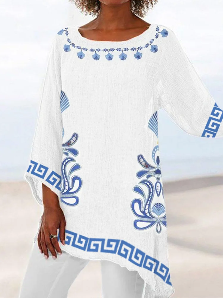 Greek Floral Pattern Women's Tunic