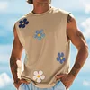 Men's Casual Surf-Style Tank Top With Floral Embroidery by Inlyline