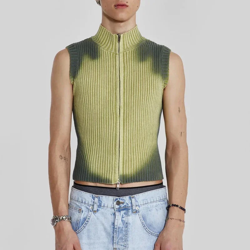 Brownm Zip-Up Cardigan Vest