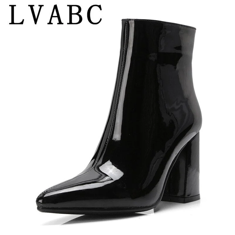 Lourdasprec New style Female Winter Fashion Chelsea Boots 2022 New Dropshipp Low Heel Boots Zipper Women Round Toe Square heel Sequin Boots
