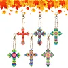 6PCS Diamond Painting Double Sided Cross Keychains Christmas Decoration Gift