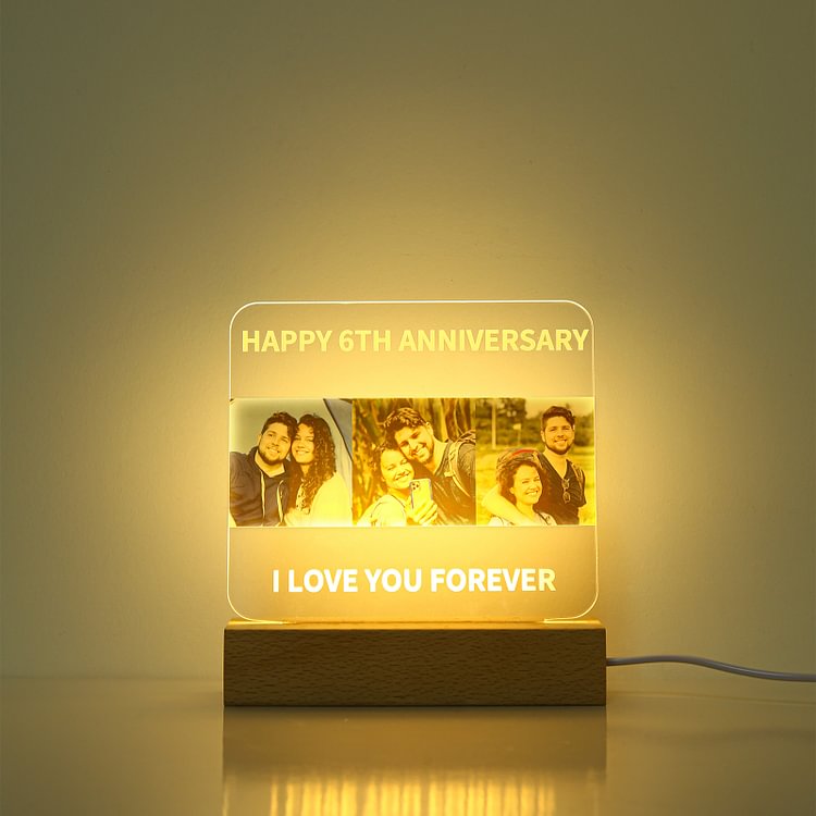 Lámpara de noche LED 3 fotos Personalizadas con 2 textos