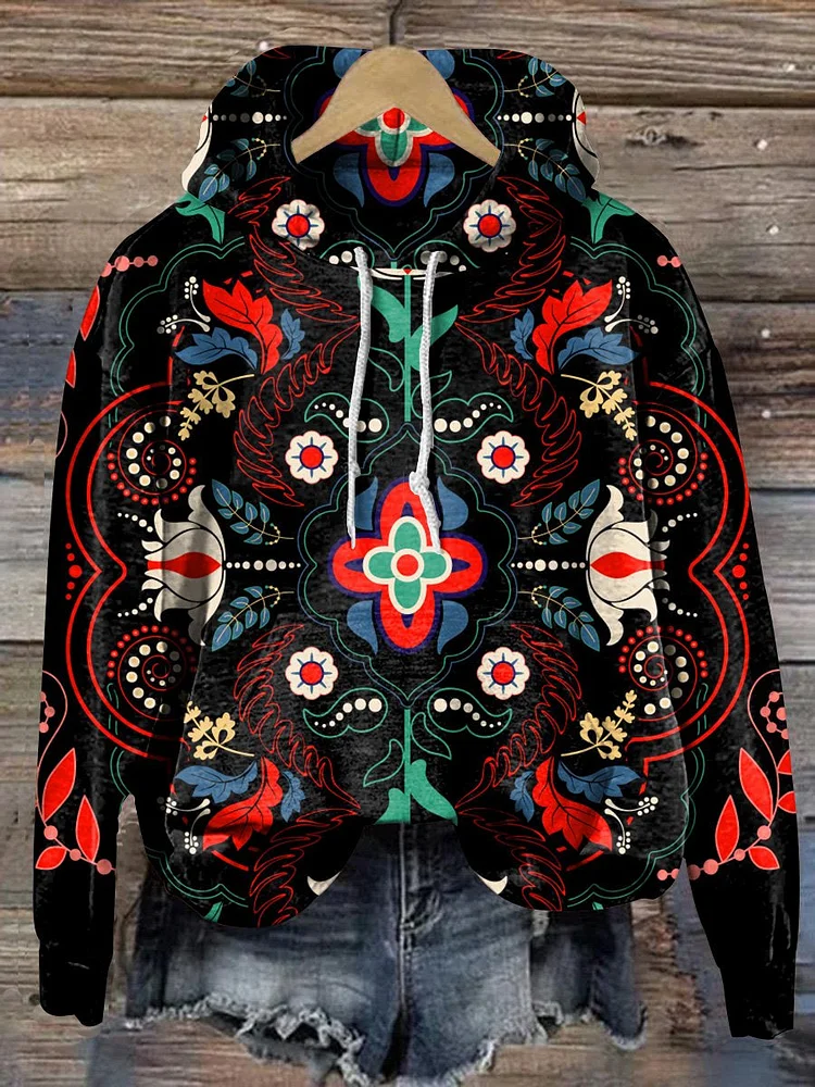 Vintage Paisley Floral Art Print Casual Hoodie Sweatshirt