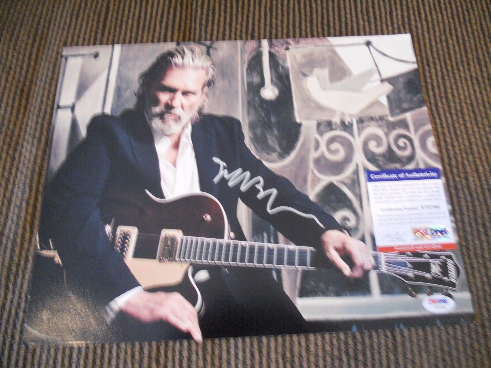 Jeff Bridges Abiders Guitar Signed Autographed 11x14 Photo Poster painting PSA Certified F4