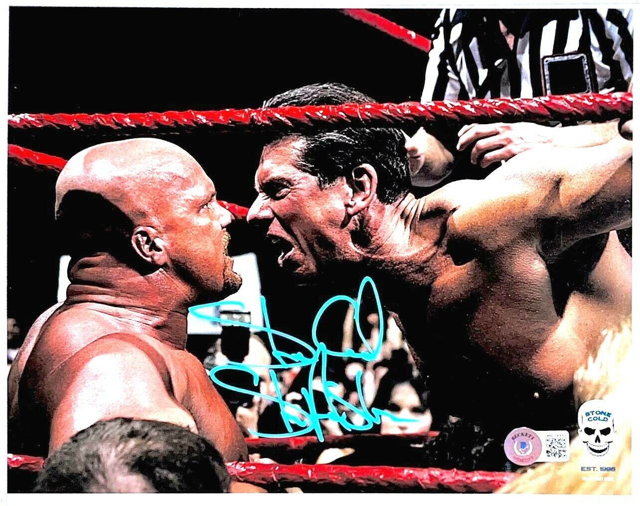 WWE STONE COLD STEVE AUSTIN HAND SIGNED 8X10 Photo Poster painting WITH BECKETT WITNESS COA 11