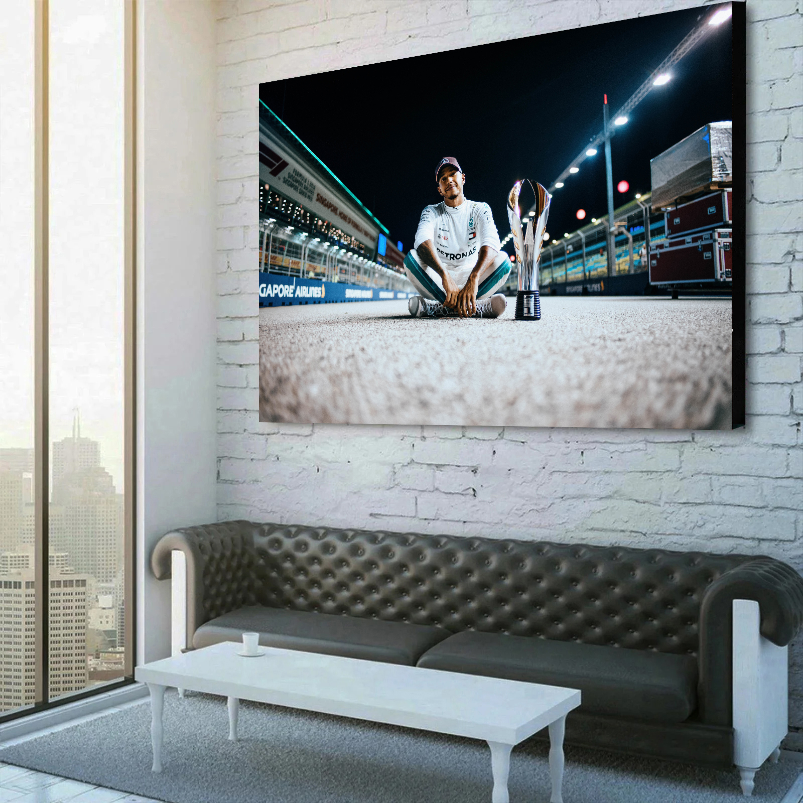 2018 Singapore Grand Prix Champion Lewis Hamilton Canvas Wall Art 