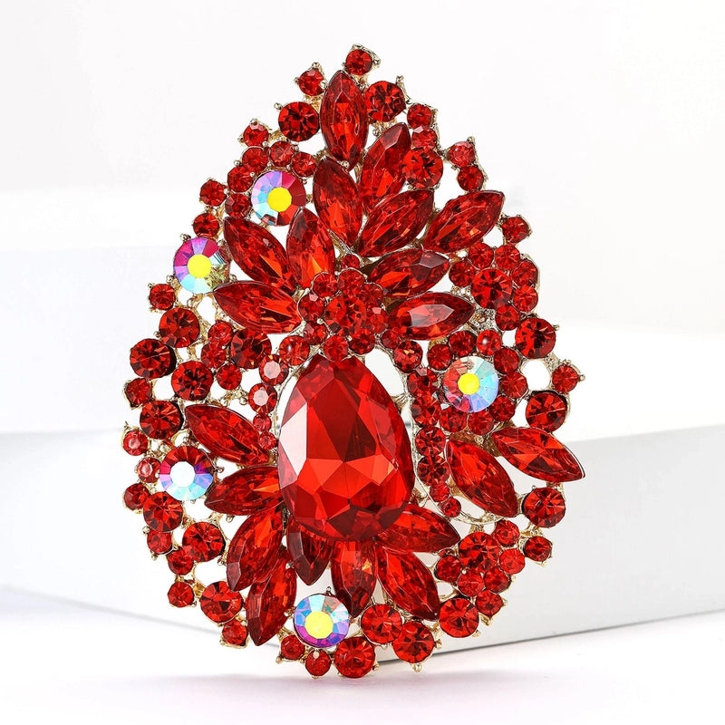 Retro Pin Water Droplets Alloy Inlay Artificial Rhinestones Women's Brooches