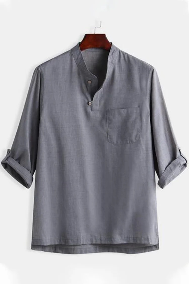 Solid Color Henry Short Sleeve Shirt