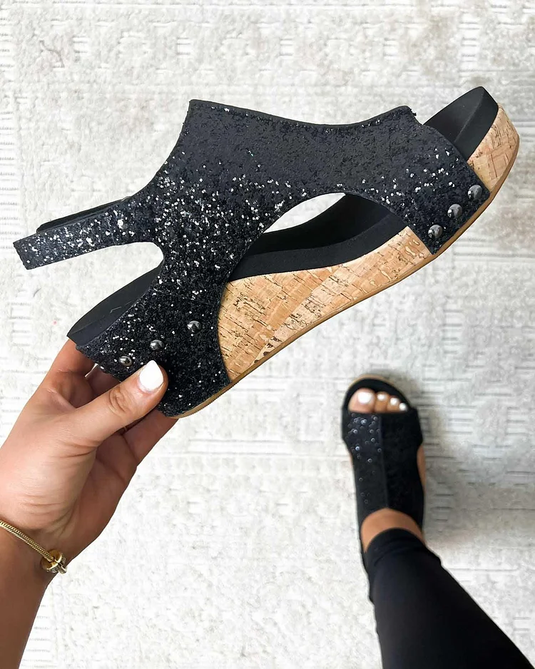 Melarey Mid Heel Glitter Sandals