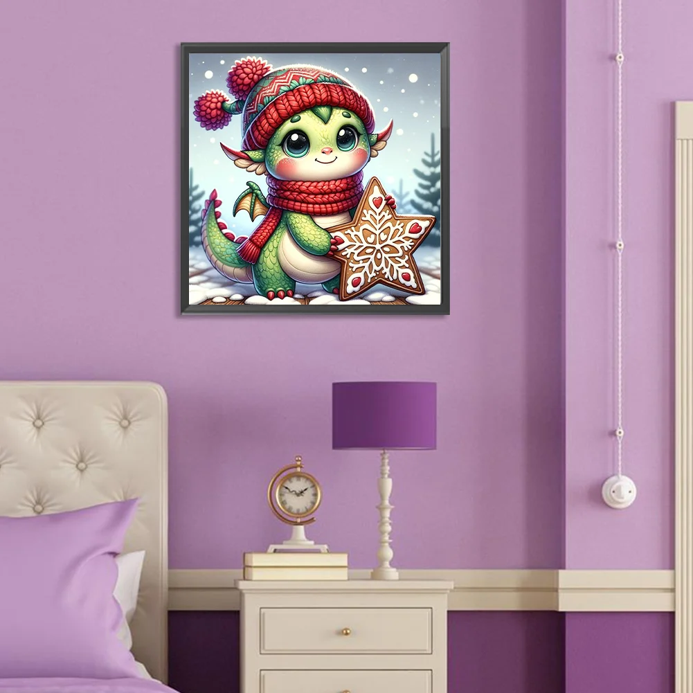 Full Round Diamond Painting 30*30cm - Dragon On The Snow