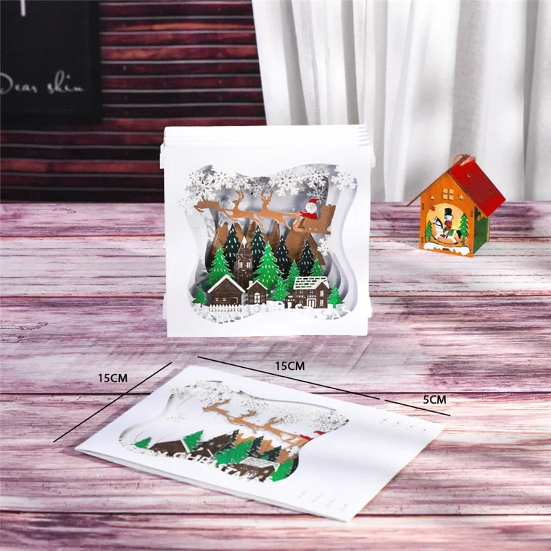 10 Pack 3d Christmas Card Holiday Pop-up New Year Cards Merry Xmas Greeting Cards Wholesale Supplier