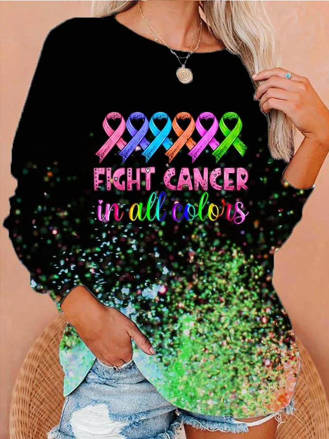 Women's Breast Cancer Print Sweatshirt socialshop
