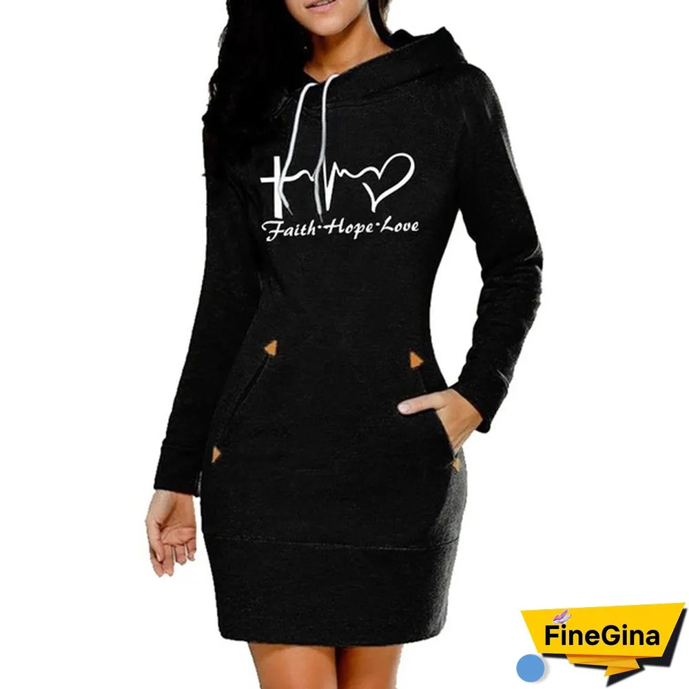 Spring/Autumn/New Womens Fashion Print Womens Hoodie Dress Slim Fit Popular Pullover