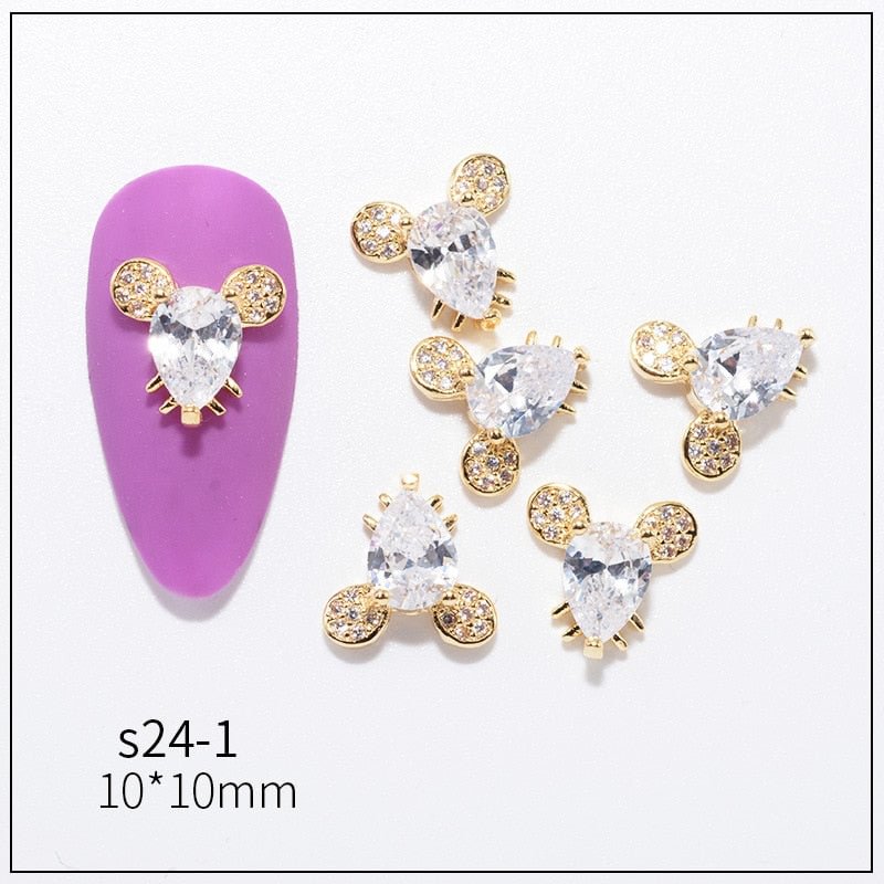 Nail Decoration Embellished Pendant Flash Drilling Chain Designs 5 Pcs/Set Metal With Zircon Rhinestones For Beauty Salons