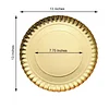 10 Pack | Round Heavy Duty Paper Charger Plates, Scallop Rim 13" Gold, Disposable Serving Trays - 1100 GSM