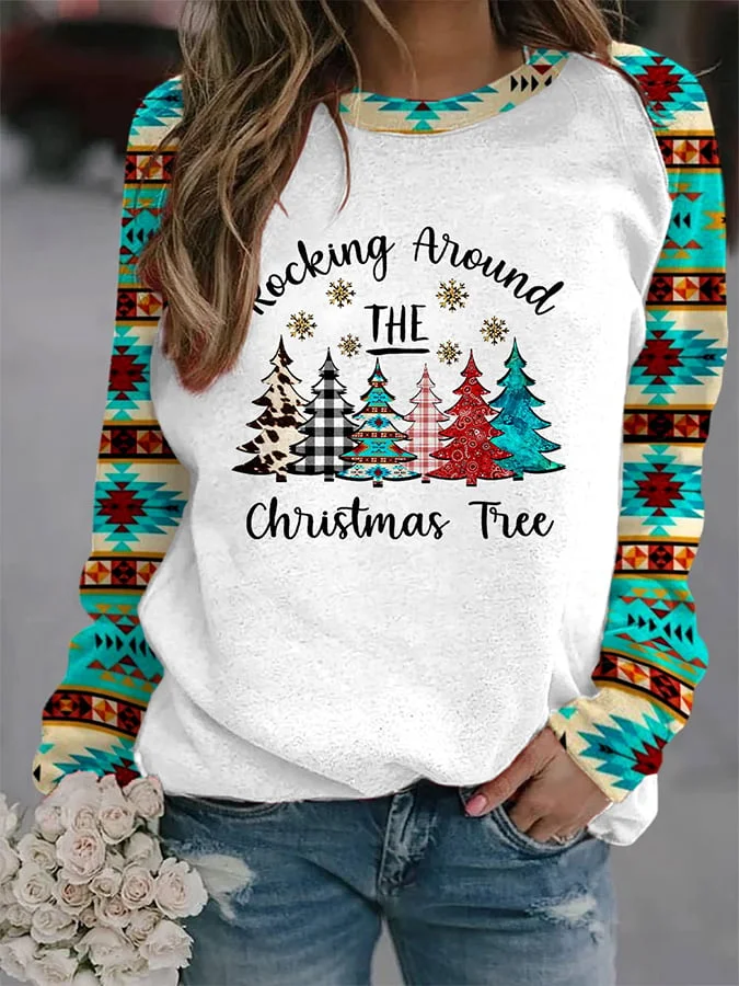 Women's Rocking Around The Christmas Tree Print Sweatshirt