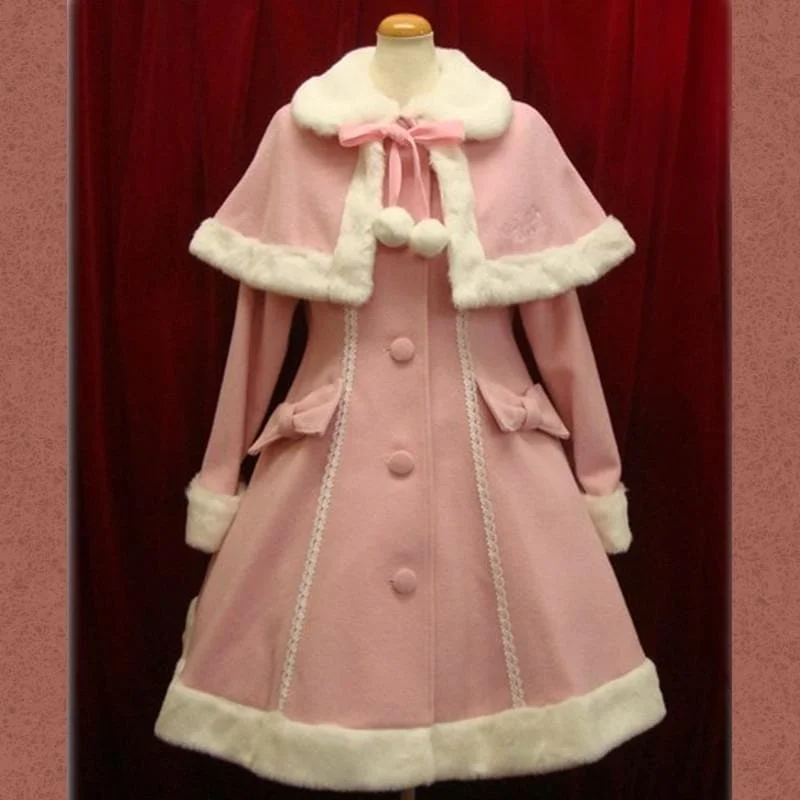 9 Colors Sweet Lace Fluffy Lolita Woolen Coat S13147