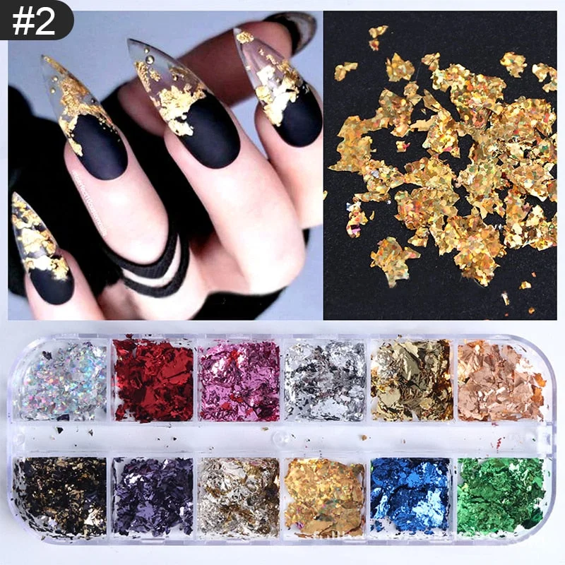 12 Grids Spangles Nail Sequins Aurora AB Nail Flakes Stunning Pailliette Heart Butterfly Spring Sticker Nart Tips Decoration-Nail Inspo