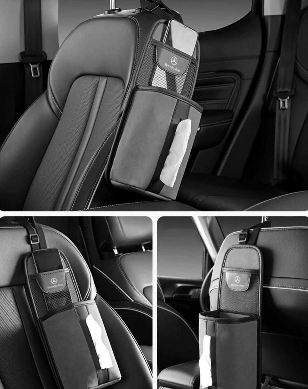 Car seat side paper drawer with storage bag