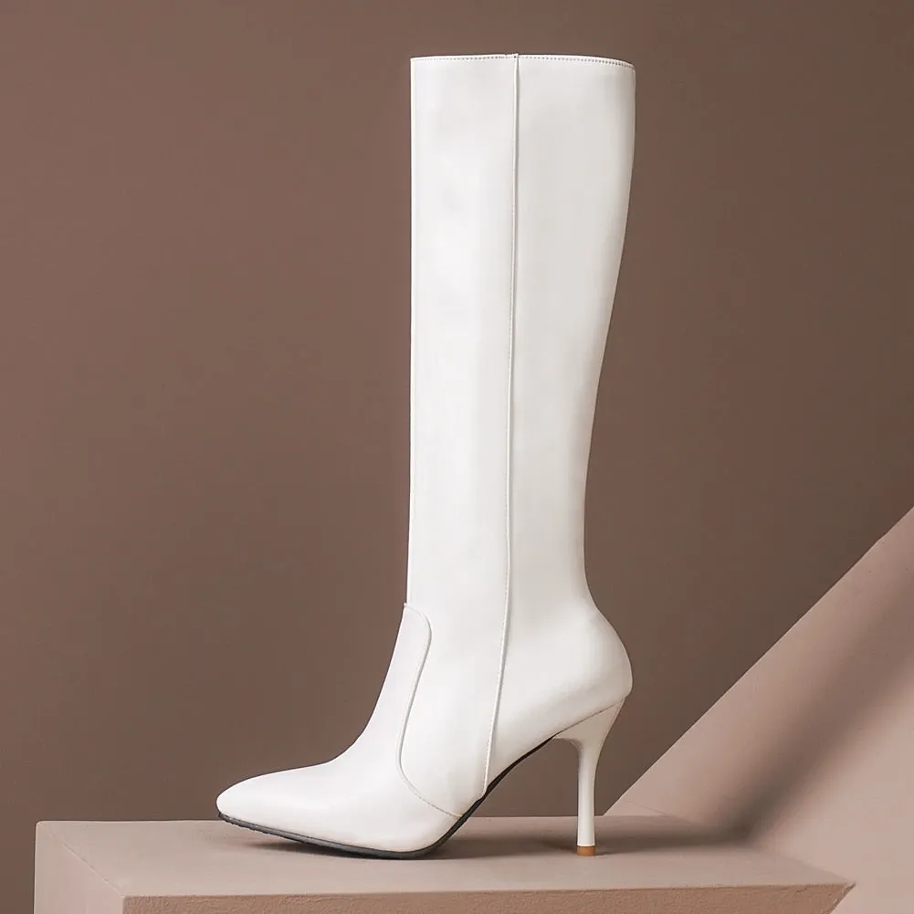 BONJOMARISA New Plus Size 34-45 Ins Sexy White Over The Knee Boots Women 2020 Thin High Heels Thigh High Lady Boots Shoes Woman