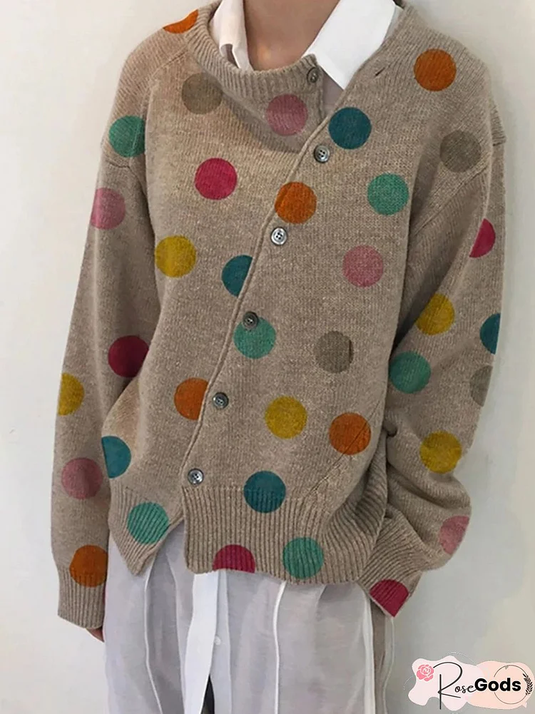 Acrylic Casual Polka Dots Sweater