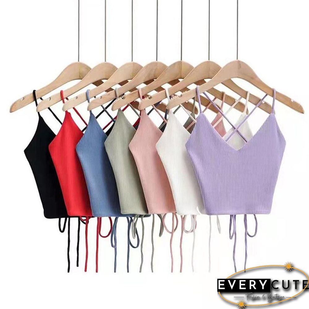 New Women Crop Tops Y2K Aesthetic Sexy Cute Summer Halter Solid Camis Fashion Casual Female Sleeveless Corset Top Tank Tops