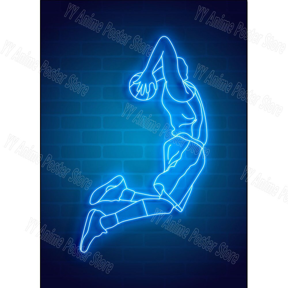 Canvas Prints Wall Art Painting Neon Style Abstract Basketball Player Star Posters Pop Art Pictures Bar Home Decor Cuadros Gift