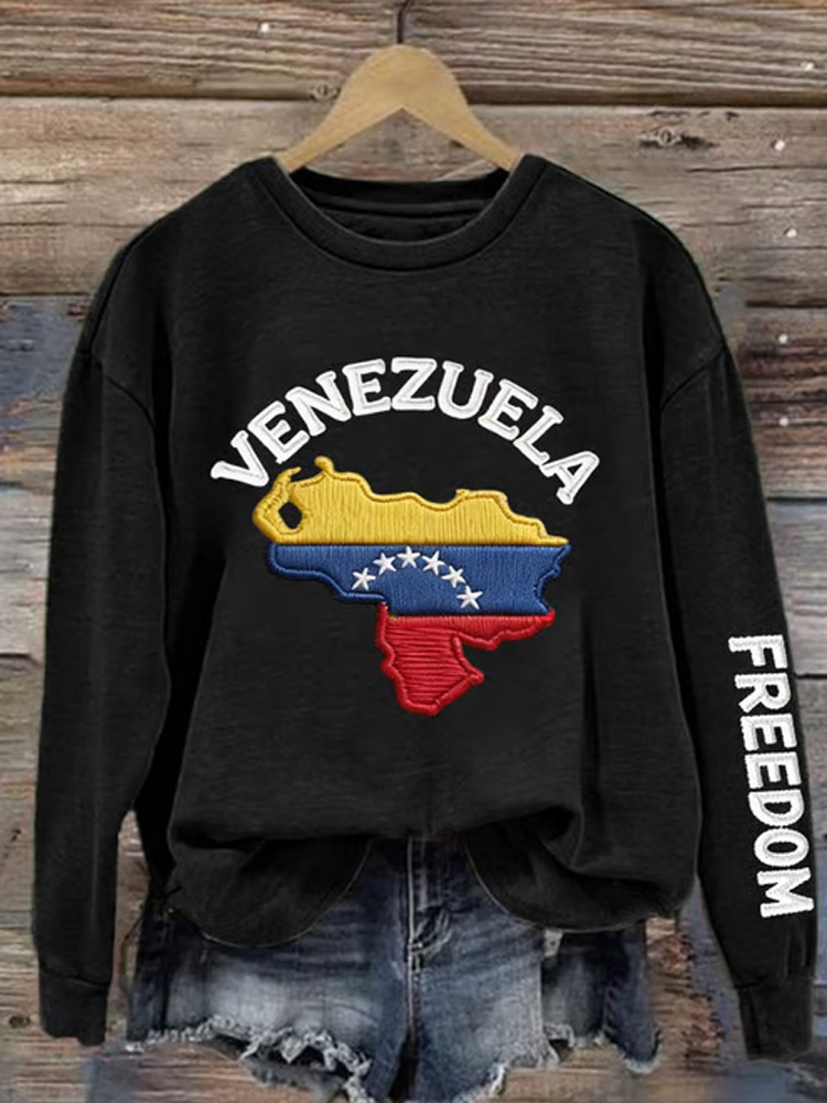 Women's Retro Venezuela Freedom Print Sweatshirt artswardrobe