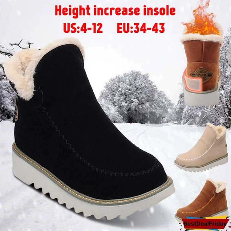 Women's New Fashion Autumn Winter Style of Warm-skinned Flat Heels Snow Boots Scrub Shoes