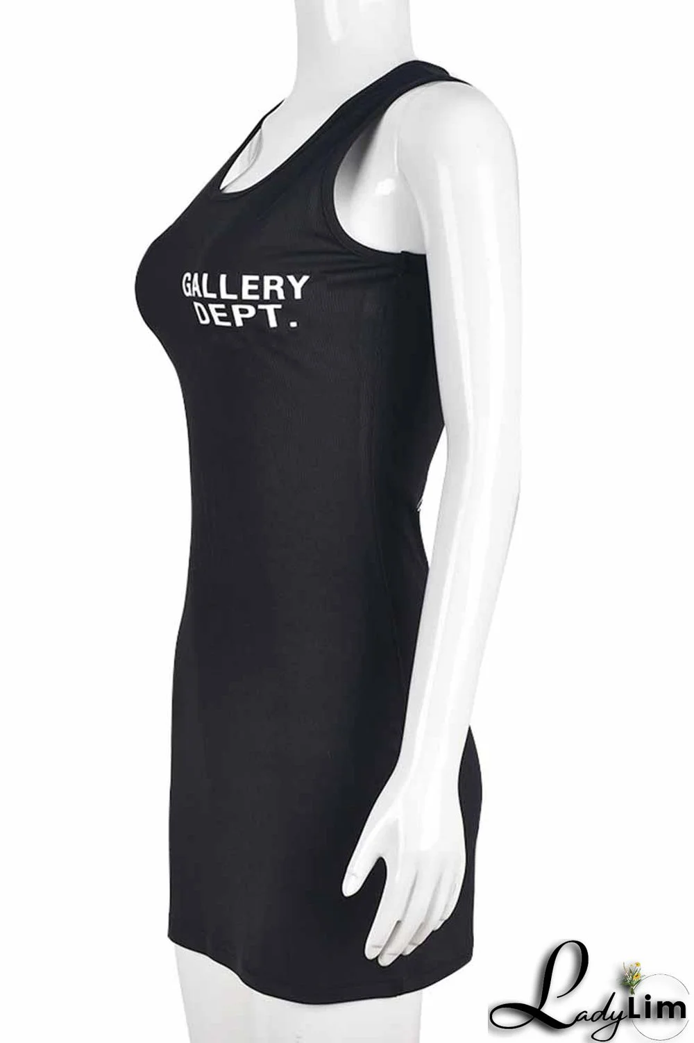 Grey Street Print Letter U Neck One Step Skirt Dresses